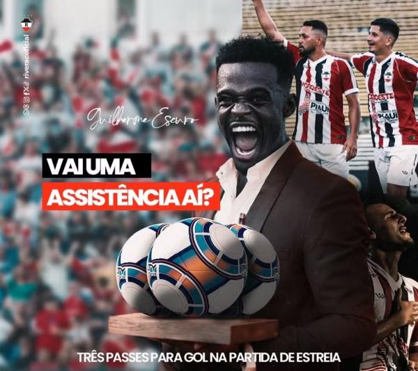 Guilherme Escuro, volante do River-PI, dar tr&ecirc;s assist&ecirc;ncias na estreia do estadual.(Imagem:Divulga&ccedil;&atilde;o/River A.C.)