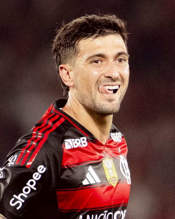 Arrascaeta comemora seu gol em Flamengo x Vit&oacute;ria.(Imagem:Adriano Fontes/Flamengo)