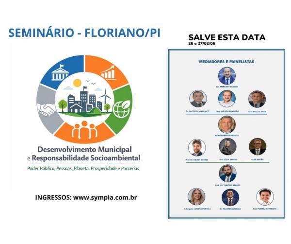 Floriano recebe seminário sobre desenvolvimento socioambiental nos dias 26 e 27 de fevereiro