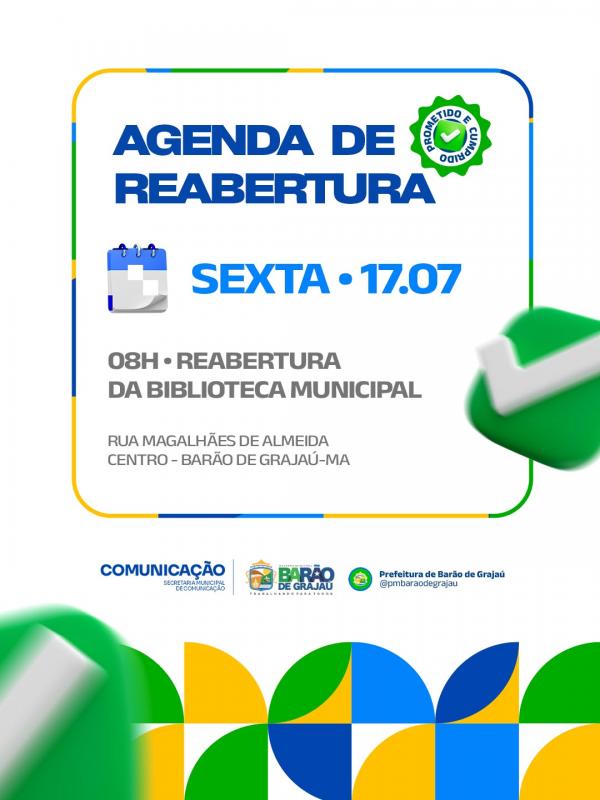 Prefeitura de Barão de Grajaú reabre Biblioteca Municipal nesta sexta-feira (17)