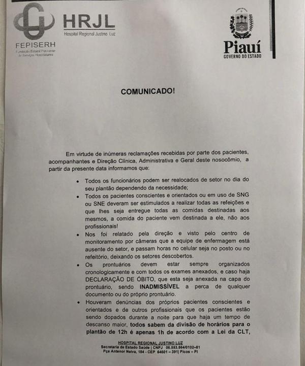 Picos: profissionais estariam dopando pacientes para terem mais tempo de descanso(Imagem:Divulgação)