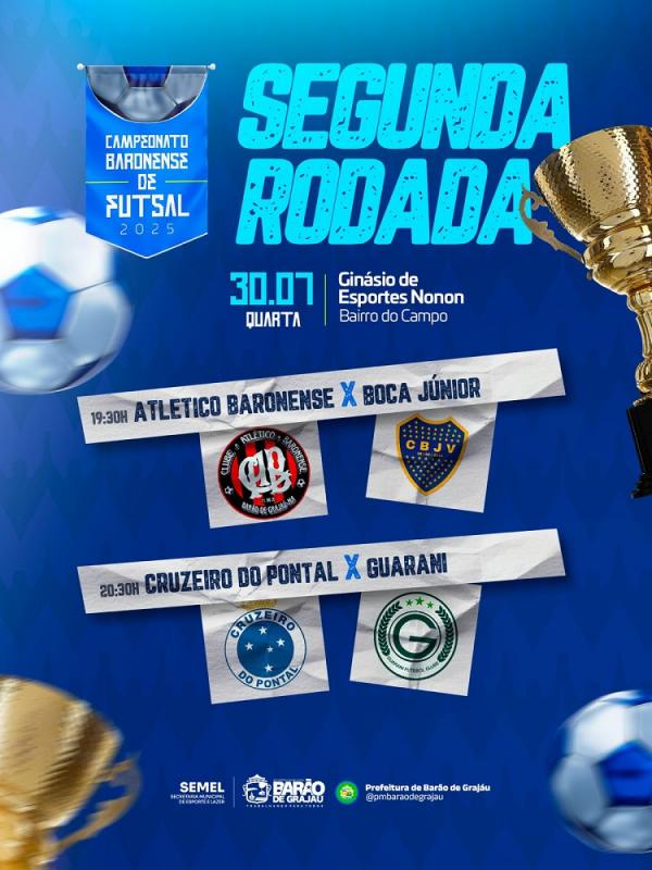 Segunda rodada do Campeonato Baronense de Futsal agita o Ginásio Nonon nesta quarta-feira (30)