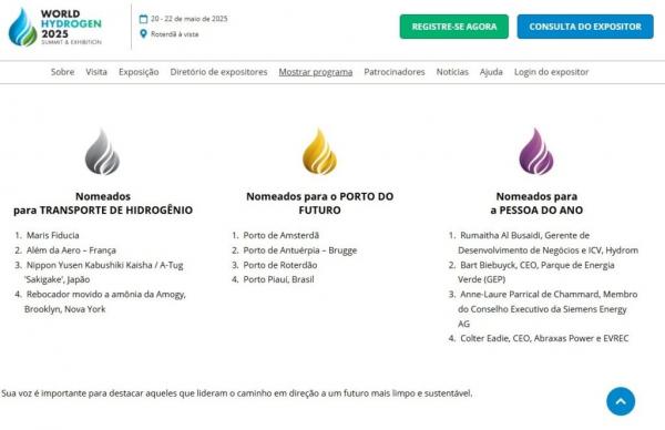 World Hydrogen Summit: Porto PI é finalista em uma das maiores conferências de Hidrogênio
