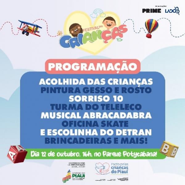 Festival das Crianças será realizado no dia 12 de outubro, no Parque Potycabana, em Teresina