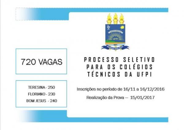 UFPI abre processo Seletivo para Cursos T&eacute;cnicos em Teresina, Floriano e Bom Jesus.(Imagem:Divulga&ccedil;&atilde;o)