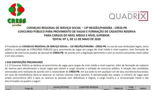Concurso do Conselho Regional de Serviço Social tem inscrições abertas