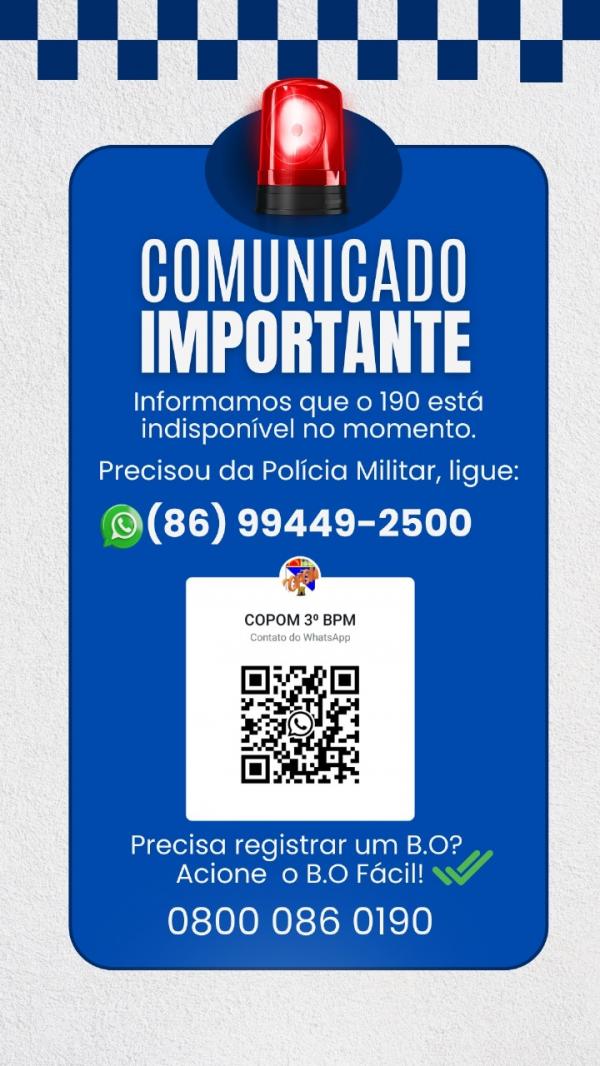 Pol&iacute;cia Militar orienta popula&ccedil;&atilde;o a utilizar canais alternativos para emerg&ecirc;ncias(Imagem:Divulga&ccedil;&atilde;o)