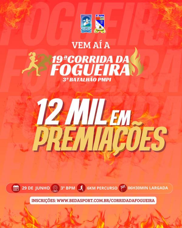 Inscrições para a 19ª Corrida da Fogueira começam dia 7 de abril