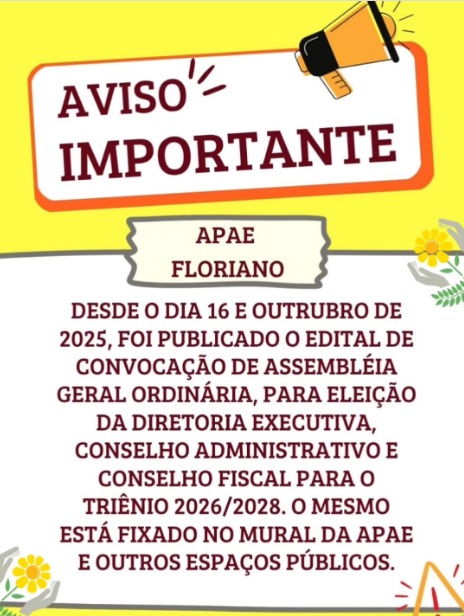 APAE Floriano divulga edital de convocação para eleição da nova diretoria