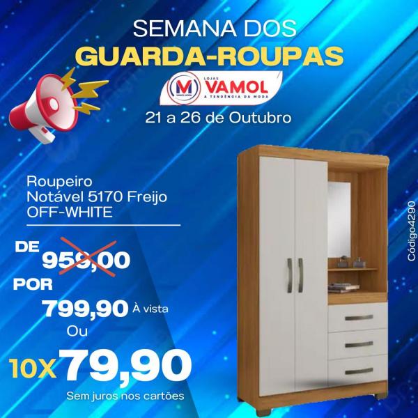 Roupeiro Not&aacute;vel: de R$ 959,00 por R$ 799,00.(Imagem:Divulga&ccedil;&atilde;o)
