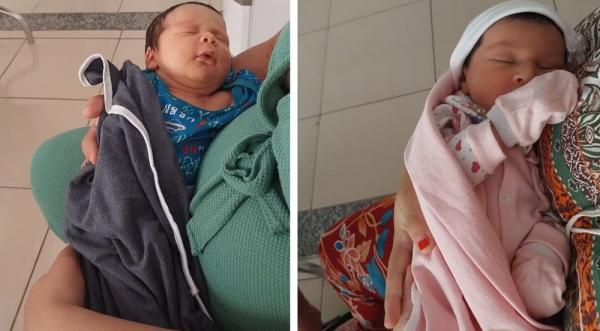 Jos&eacute; Erick e Sofia nasceram na quinta (25), em hospital de Pedro II, no Piau&iacute;.(Imagem:Arquivo Pessoal)