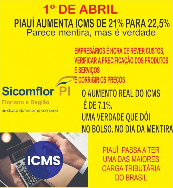 SICOMFLOR alerta sobre aumento do ICMS no Piauí a partir de 1º de abril