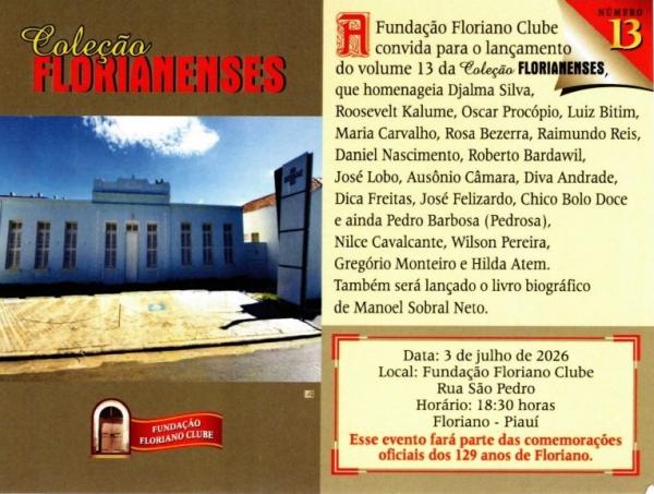 Fundação Floriano Clube lança Volume 13 da Coleção Florianense e biografia de Manuel Sobral Neto