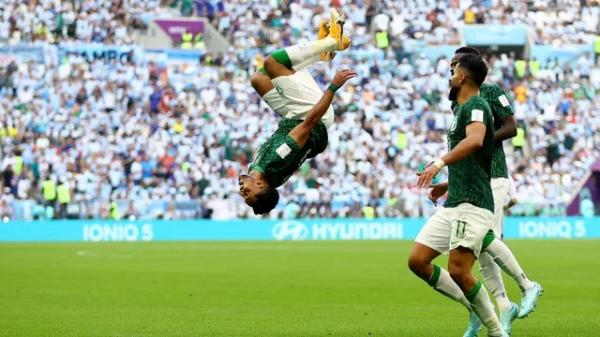 Salem Al-Dawsari comemora gol da Ar&aacute;bia Saudita contra a Argentina.(Imagem:REUTERS/Hannah Mckay)