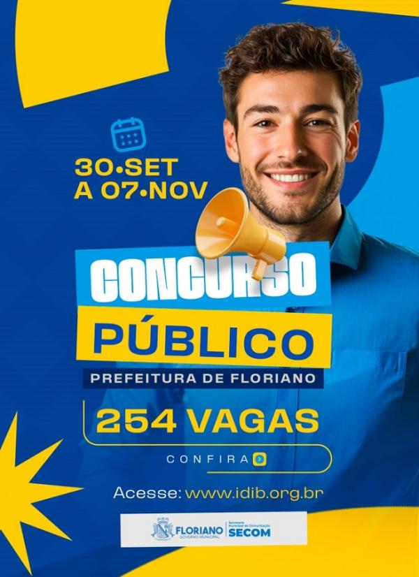 Abertas as inscrições para o concurso público da Prefeitura de Floriano