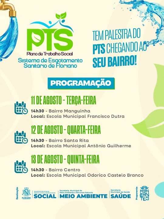 PTS leva palestras sobre saneamento e sistema de esgotamento sanitário aos bairros de Floriano