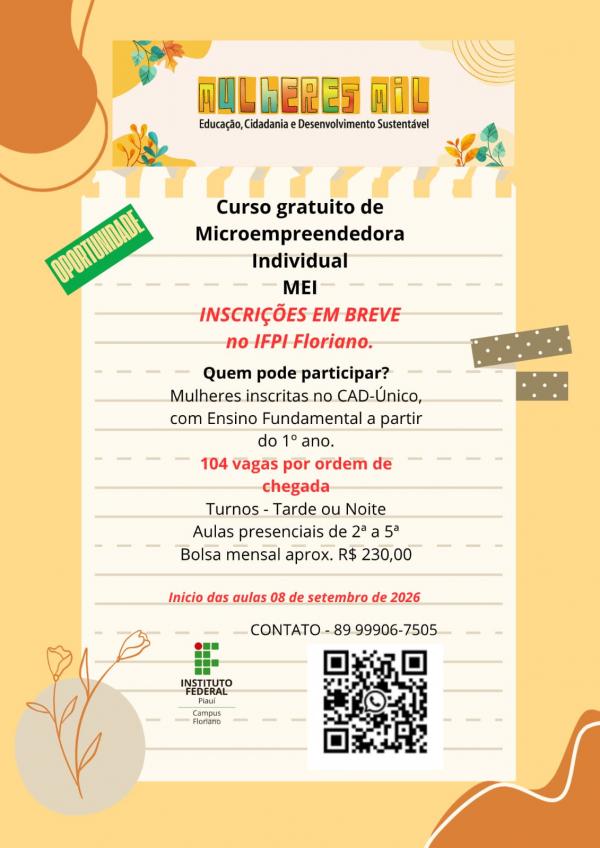 IFPI Floriano oferecerá curso gratuito de Microempreendedora Individual para mulheres