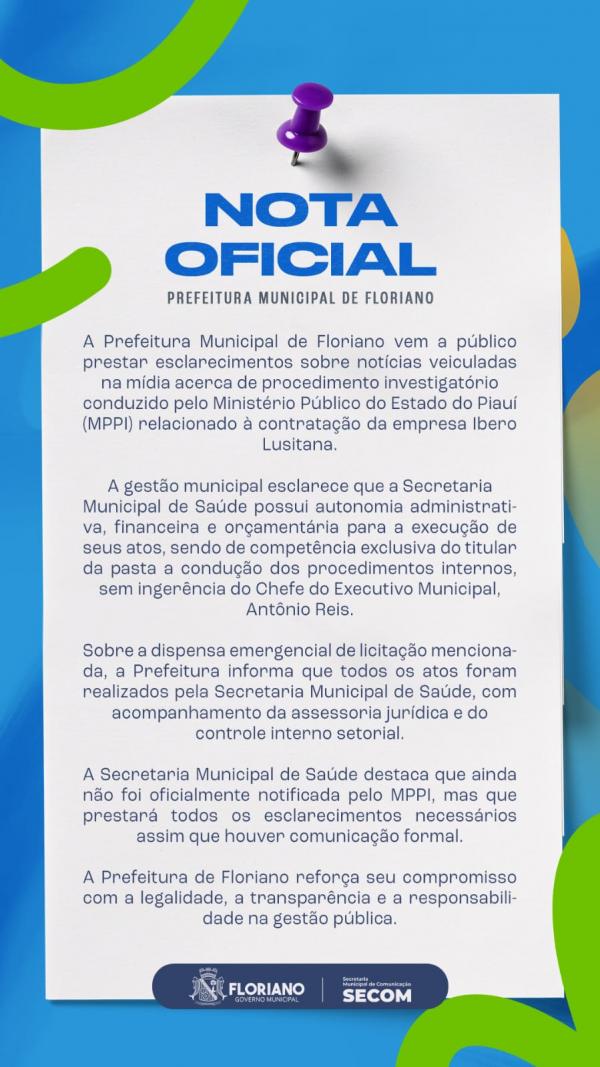 PMF divulga nota oficial sobre investigação envolvendo contratação da empresa Ibero Lusitana