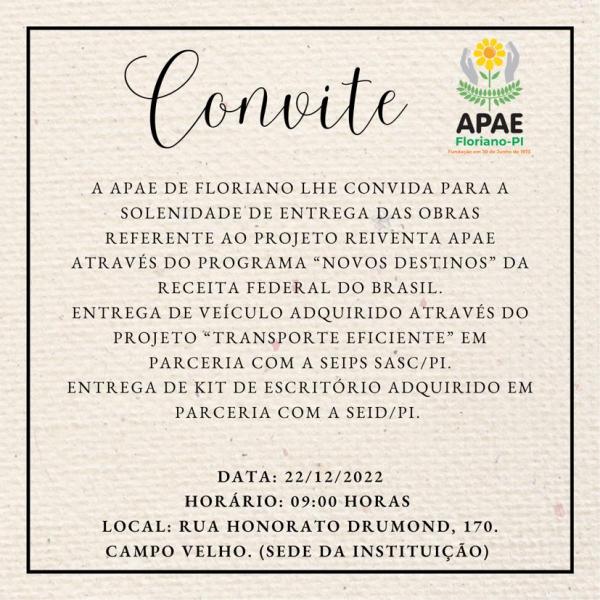 APAE de Floriano realiza solenidade referente ao projeto "Reinventa APAE"