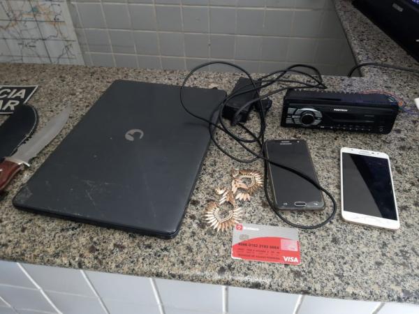 Objetos roubados pelo grupo foram recuperados pela pol&iacute;cia no Piau&iacute;.(Imagem:Divulga&ccedil;&atilde;o/PM-PI)