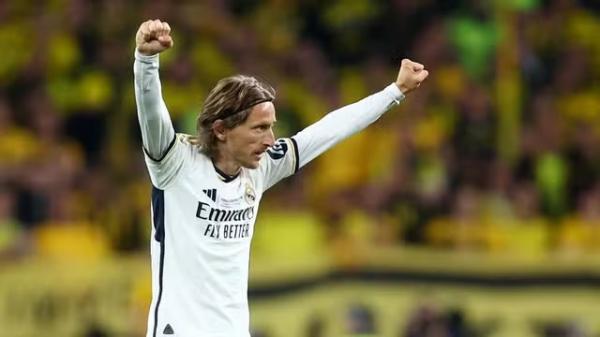 Modric comemora na final da Liga dos Campe&otilde;es.(Imagem:Hannah McKay / Reuters)