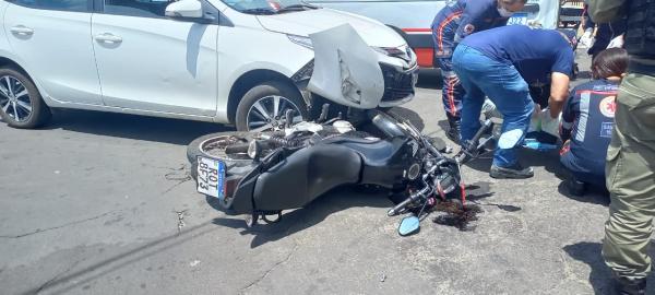 Sinistro de trânsito deixa motociclista ferido na Avenida Eurípides de Aguiar, em Floriano