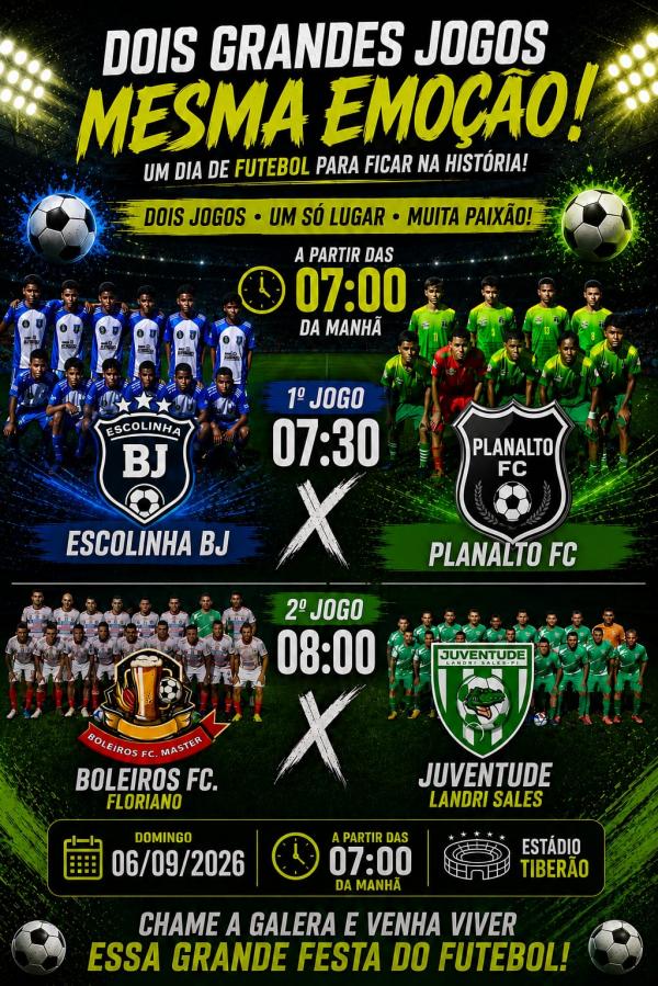 Estádio Tiberão recebe manhã de grandes jogos de futebol em Floriano