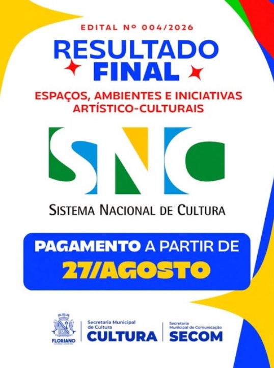 Cultura de Floriano divulga resultado final de edital da PNAB após readequação de cronograma