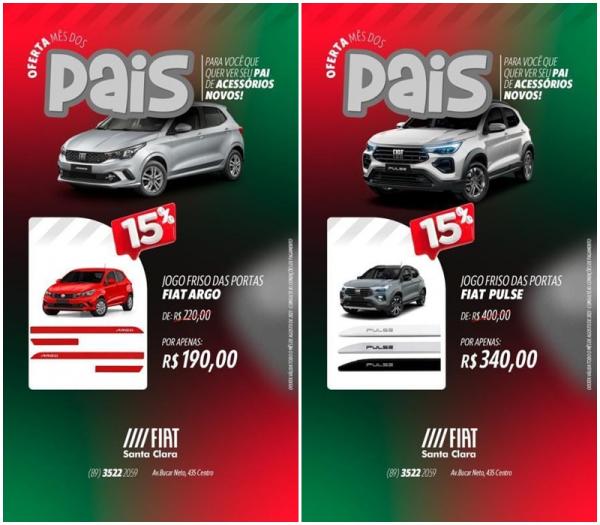 Fiat Santa em Floriano: Celebre o m&ecirc;s dos pais com ofertas imperd&iacute;veis em acess&oacute;rios automotivos.(Imagem:Divulga&ccedil;&atilde;o)