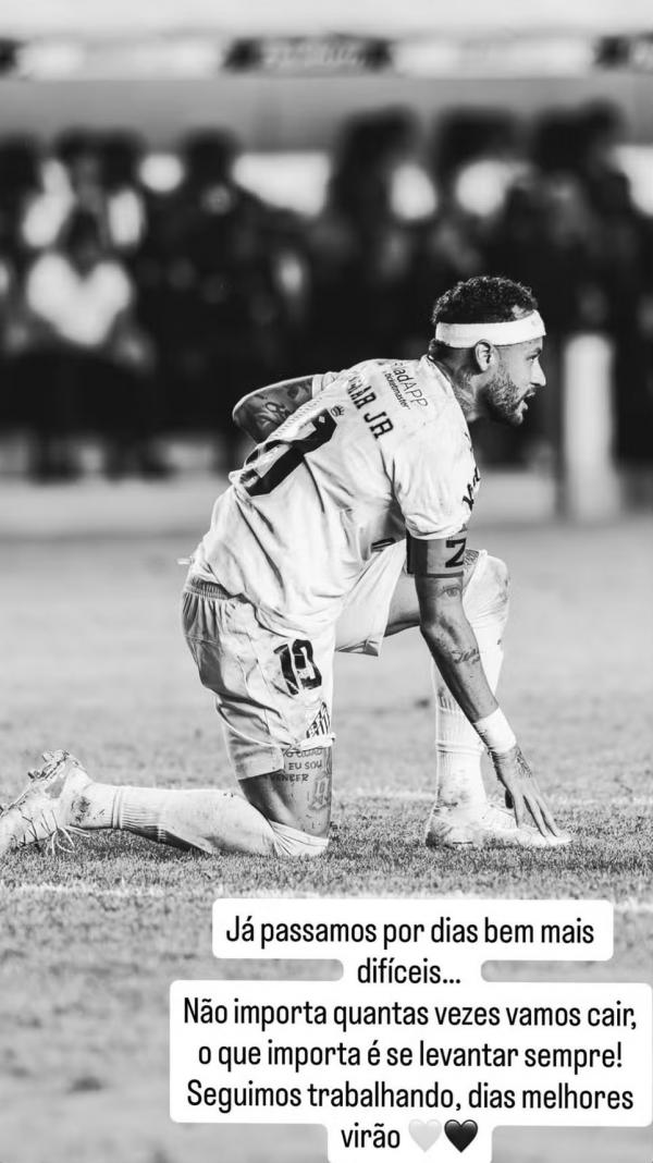 Neymar em seu Instagram fala sobre elimina&ccedil;&atilde;o do Santos na Copa Sul-Americana.(Imagem:Reprodu&ccedil;&atilde;o)