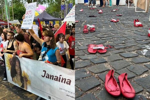 Protesto contra feminicídio homenageia estudante morta e tem calçados vazios no Piauí