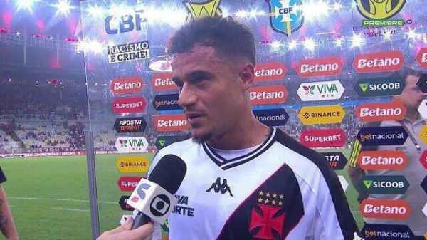 Philippe Coutinho fala em ansiedade por primeiro gol pelo Vasco e retorno de les&atilde;o.(Imagem:Reprodu&ccedil;&atilde;o)