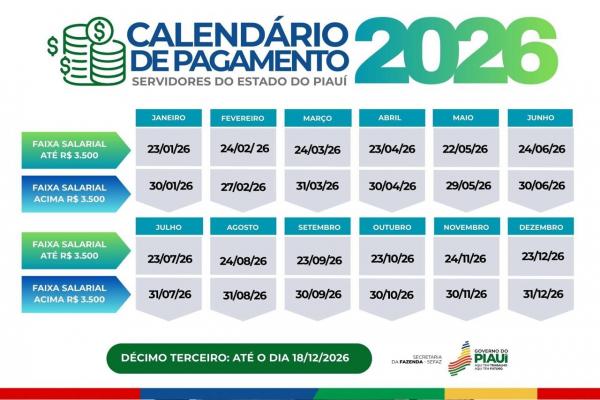 calendário de pagamento(Imagem:Divulgação)