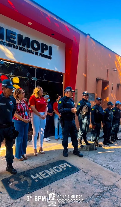 Policiais do 3º BPM participam de campanha de doação de sangue e reforçam ação solidária em Floriano