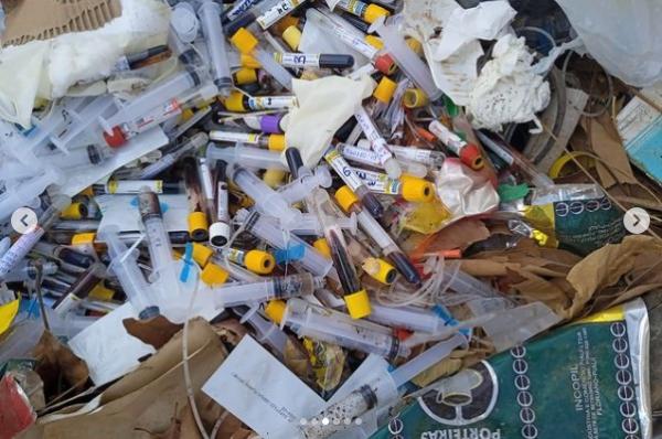 Descarte irregular de res&iacute;duos biol&oacute;gicos preocupa moradores do bairro Irapu&aacute; em Floriano.(Imagem:Reprodu&ccedil;&atilde;o/Instagram)