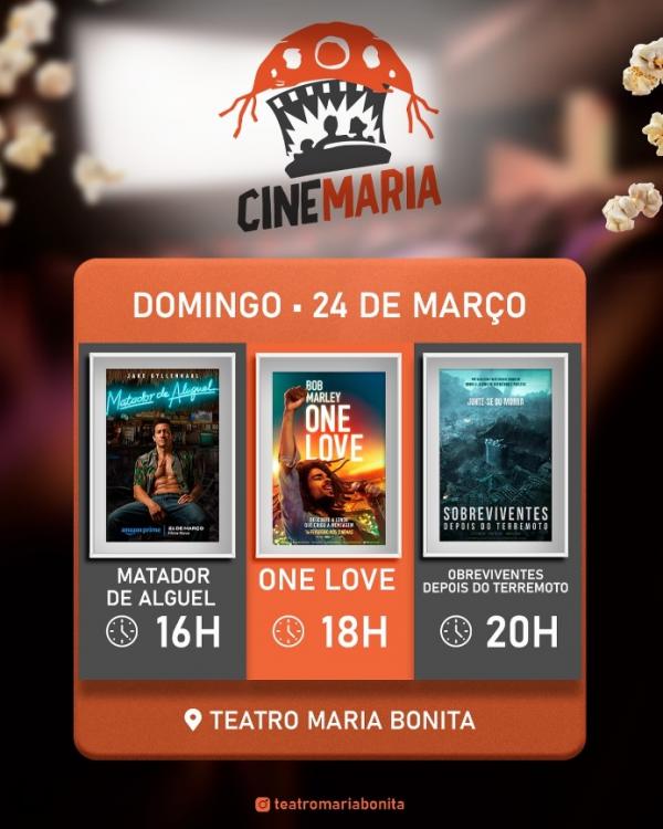 Cine Maria apresenta uma programação variada para este domingo no Teatro Maria Bonita em Floriano