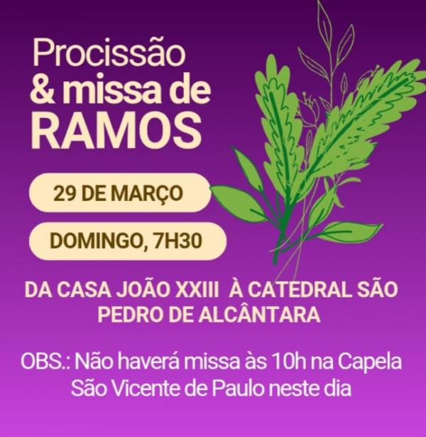 Procissão e Missa de Ramos serão realizadas neste domingo (29) em Floriano