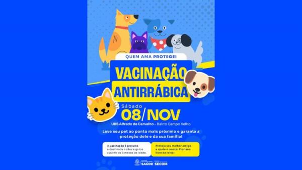 Prefeitura de Floriano promove Campanha de Vacinação Antirrábica neste sábado (8)