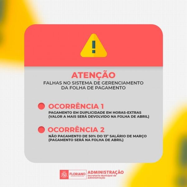 Município de Floriano alerta para falhas pontuais no pagamento de horas extras e 13º de março