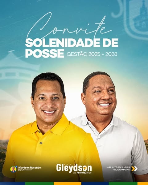 Gleydson Resende e Antônio Carlos convidam para a posse da nova gestão de Barão de Grajaú