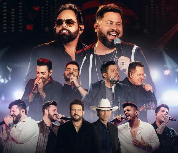 Diego & Arnaldo cantam "Perigosamente" com Bruno & Marrone na gravação do show "Essência" em Goiânia