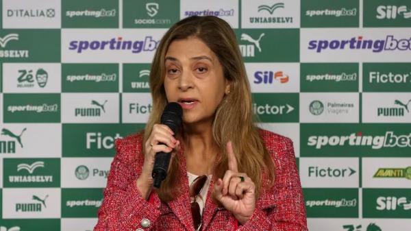 Leila Pereira durante apresenta&ccedil;&atilde;o de Khellven no Palmeiras.(Imagem: Cesar Greco)