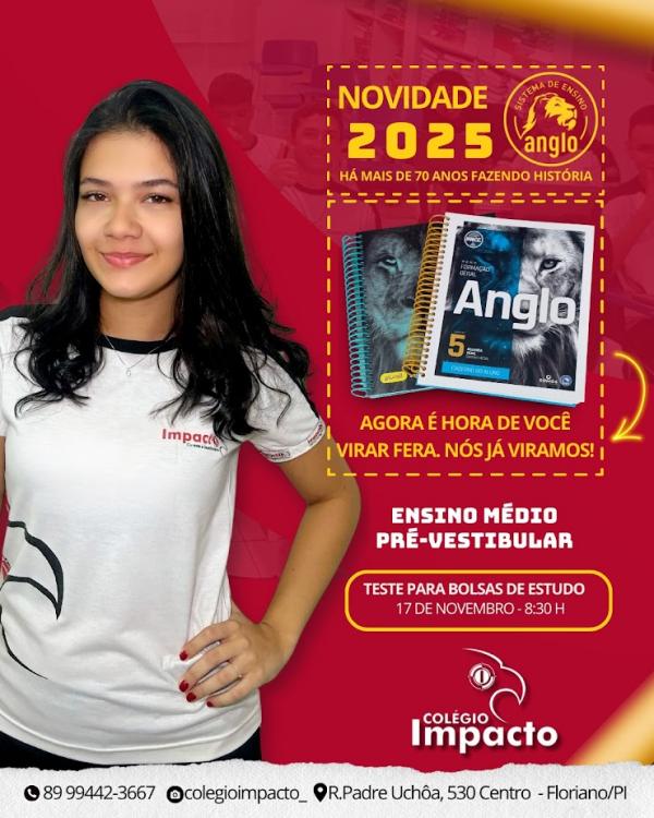  Col&eacute;gio Impacto abre inscri&ccedil;&otilde;es para concurso de bolsas de Ensino M&eacute;dio em Floriano.(Imagem:Divulga&ccedil;&atilde;o)
