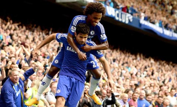 Diego Costa e Willian marcaram em vit&oacute;ria sobre o Aston Villa: Mou diz n&atilde;o ligar para gols do atacante.(Imagem:Getty Images)