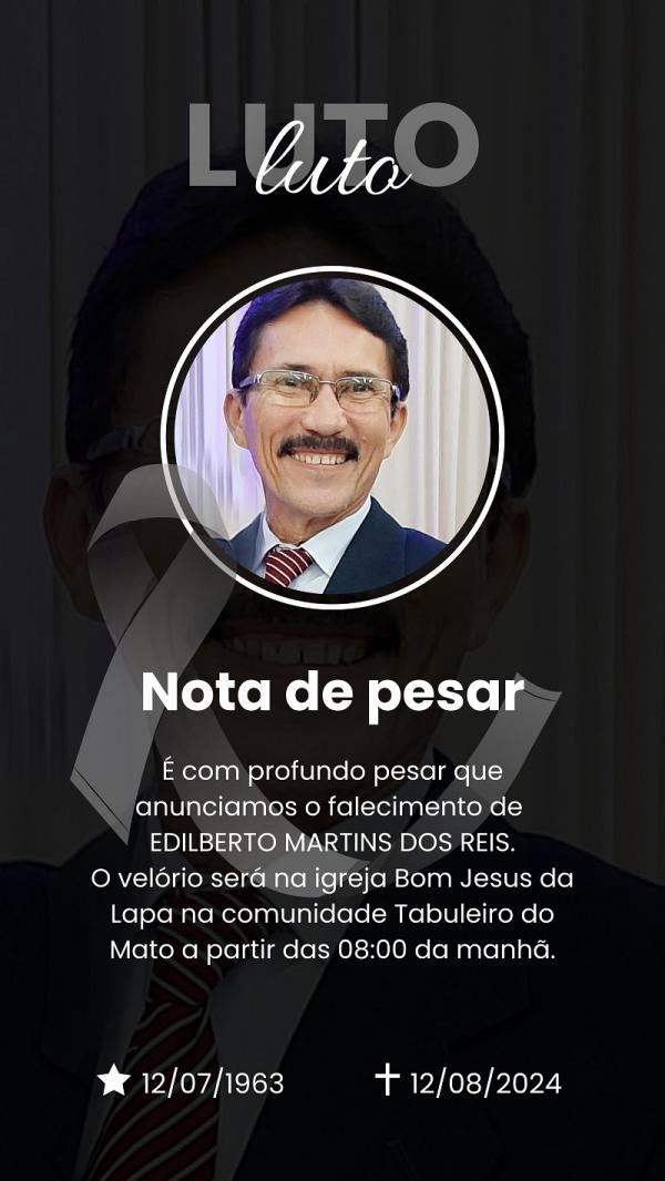 Falece em Teresina o empresário florianense Edilberto Martins Reis, aos 61 anos