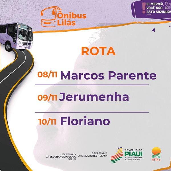 Secretaria das Mulheres leva a&ccedil;&otilde;es do &Ocirc;nibus Lil&aacute;s a Marcos Parente, Jerumenha e Floriano.(Imagem: Divulga&ccedil;&atilde;o)