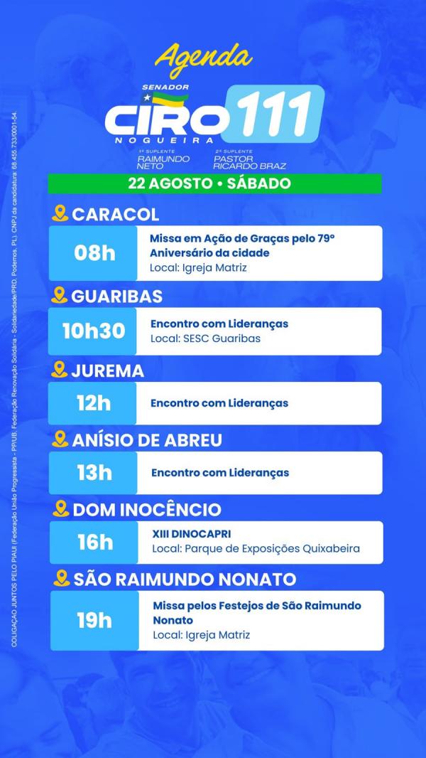 AGENDA - CIRO NOGUEIRA -22/08(Imagem:Ascom)