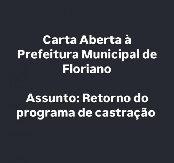 Em carta aberta, voluntários cobram retorno das castrações de animais em Floriano