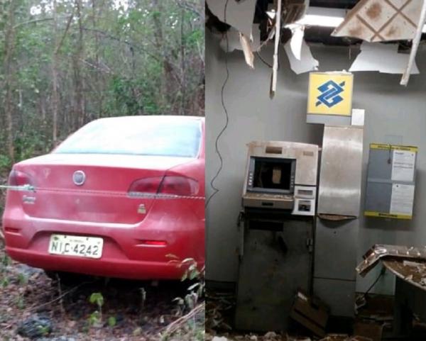 PM encontra carro usado por criminosos que explodiram banco no Piauí
