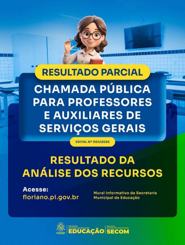 Resultado parcial da chamada pública é divulgado em Floriano